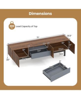 Modern Mid Century TV Cabinetfor TVs  with Drawer-Walnut