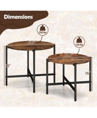 Nesting Round Coffee Table Set of 2 Metal Frame