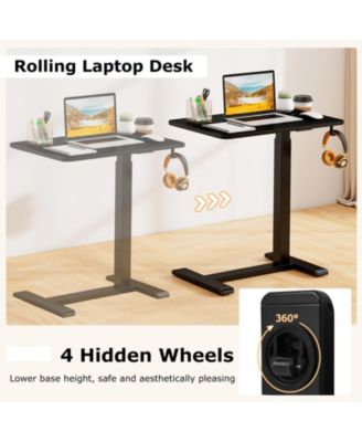 Mobile Height Adjustable Overbed Table with Cup Holder, 24 x 16 in