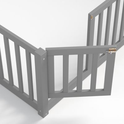 Bed Floor Bed with Safety Guardrails and Door