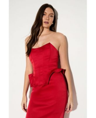 Women's Premium Bonded Satin Corset Midaxi Dress