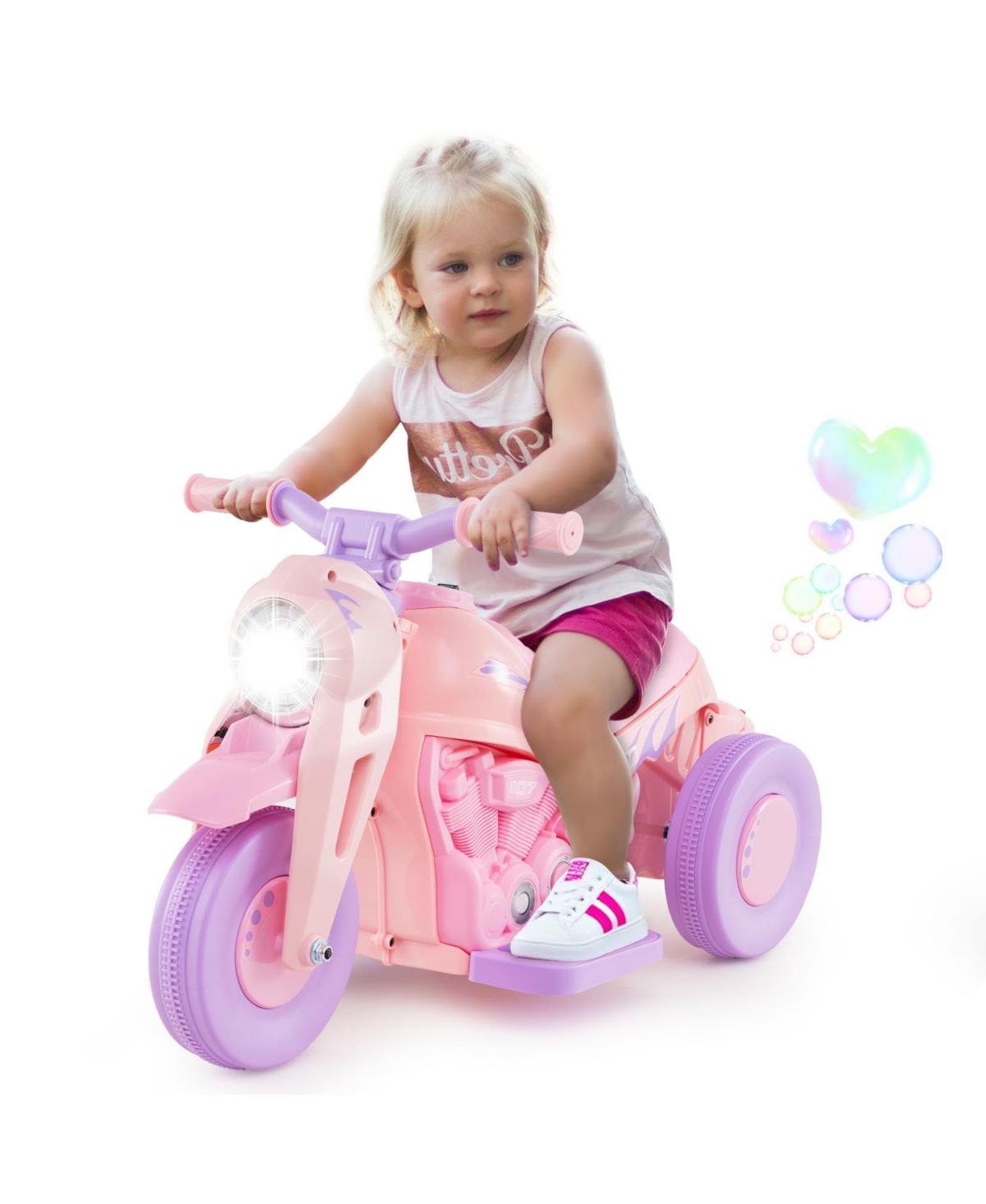 Slickblue Kids Electric Ride On Motorcycle with Bubble Maker Music