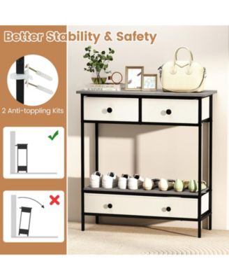 Farmhouse Console Table with Open Storage Shelf for Hallway