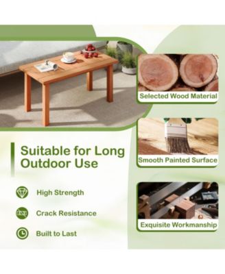 Slatted Wood Patio Coffee Table for Deck and Poolside