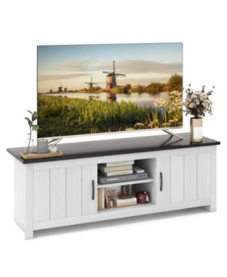 TV Stand with 2 Cabinets and Open Shelves for TVs up to 65 Inch