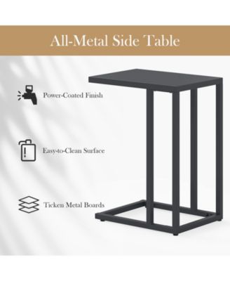 C-Shaped Metal Side Table with Adjustable Foot Pads, 17 x 12 x 21.5 in