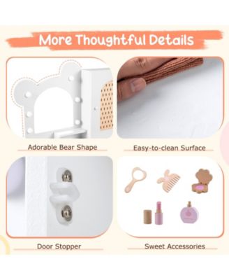 Children s Vanity with LED Lights and 5 Drawers, Kids Makeup Table