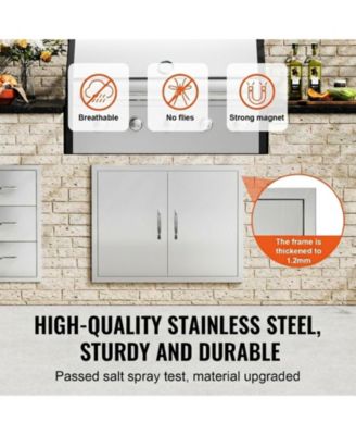 Double Stainless Steel BBQ Access Door 31W x 24H in with Handles and Hooks