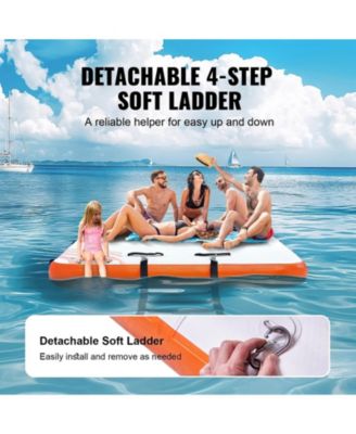15 x 6FT Inflatable Floating Dock Non-Slip Platform with Ladder for Pool and Beach