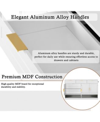 Farmhouse Sideboard Storage Cabinet, 3 Drawers 4 Doors Buffet with Adjustable Shelving and Open Compartments for Kitchen, Living Room