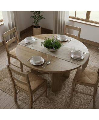 Round Dining Room Table for 4-6, 47'' Farmhouse Table, Kitchen Dinner Room Tables, Rustic Circle Tables