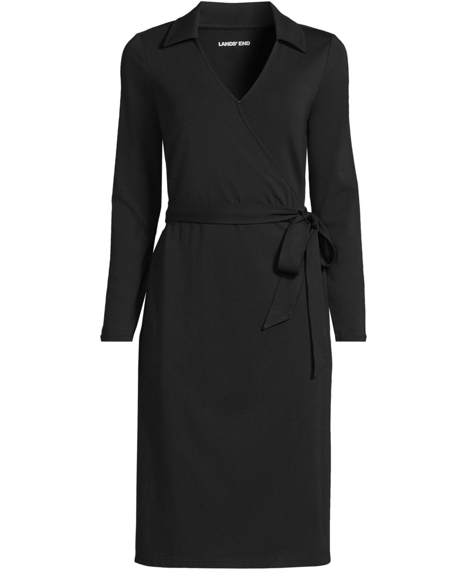 Plus Size Cotton Modal Collared Wrap Dress