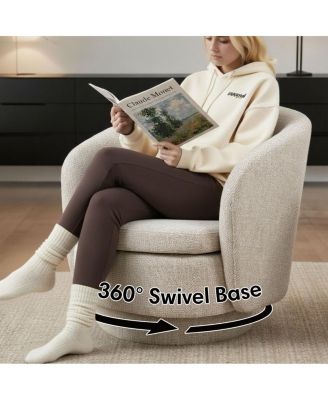 30.5 Swivel Tub Accent Chair, Woven Fabric Barrel Armchair, 1 Pc