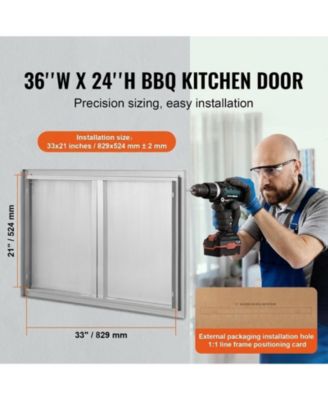 36W x 24H in Double Stainless Steel BBQ Access Door with Recessed Handles