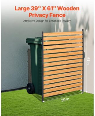 Wood Privacy Screen 39in x 61in 1-Panel Outdoor Fence for Garden and Pool Area