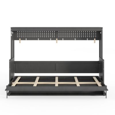 Full Size Murphy Bed with a desk, USB Charging Station, LED Lights