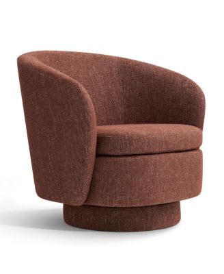 30.5 Swivel Barrel Accent Chair, Textured Fabric Round Armchair, 1 Pc