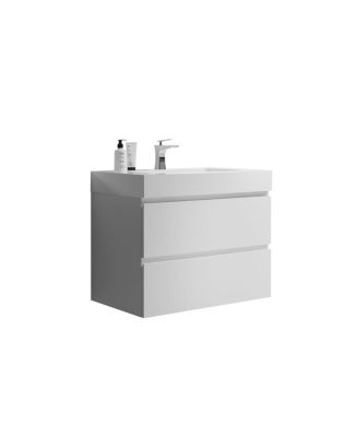 30" Wall Mounted Bathroom Vanity with Sink, Modern Minimalist MDF Floating Bathroom Vanity without Faucet, Pre-Assembled