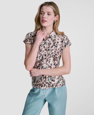 Women's Cap-Sleeve Printed Top