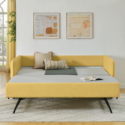 Boucle Daybed w/ Twin Trundle Sofa Bed