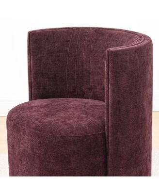 Textured Fabric Swivel Barrel Accent Dining Chair With Casters 1 Pc