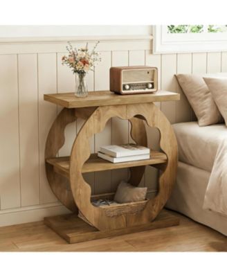 End Table for Living Room, Side Table with Storage, 3-Tier Couch End Table Narrow Nightstand