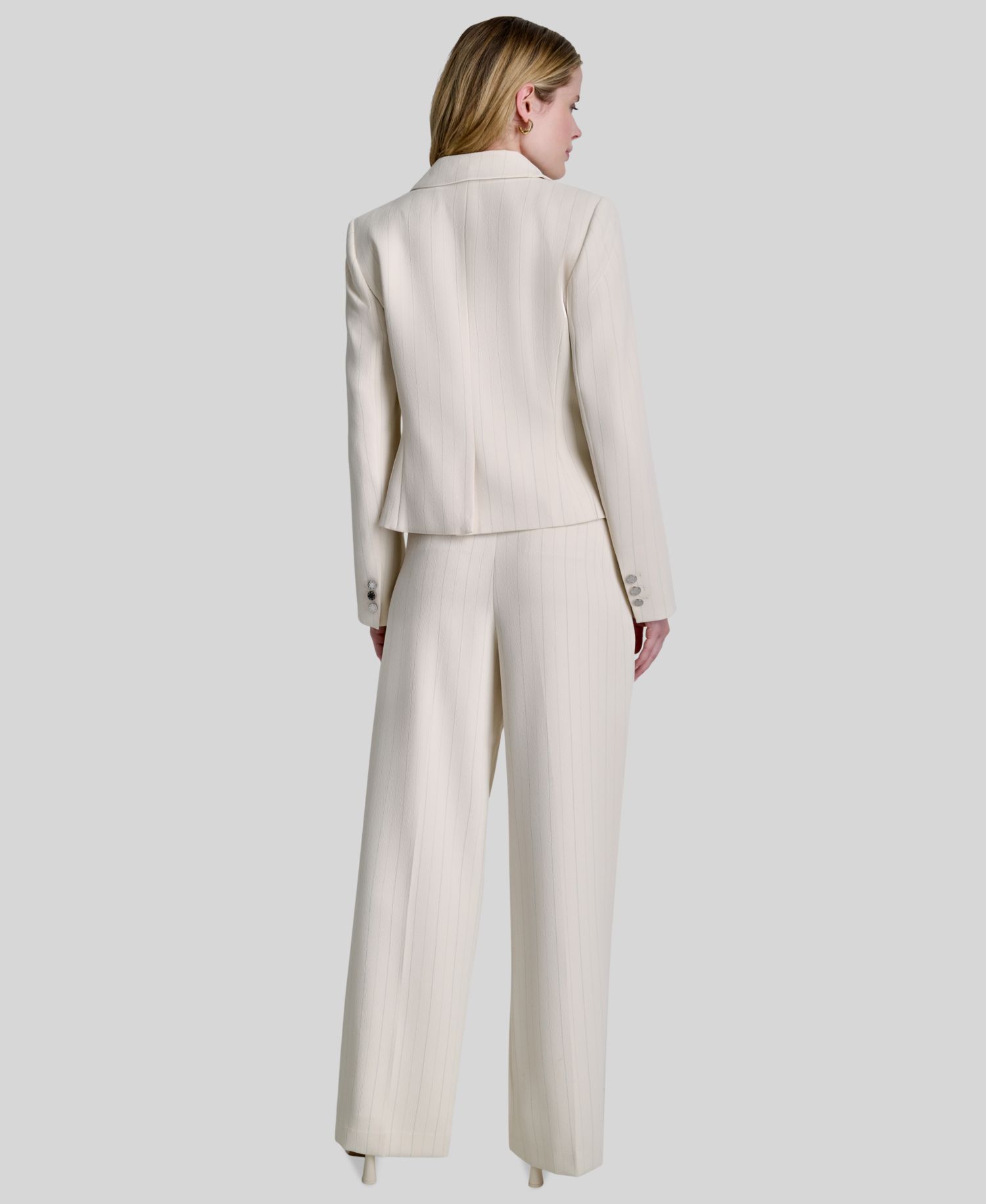 Women's Pinstriped Long-Sleeve Cropped Blazer