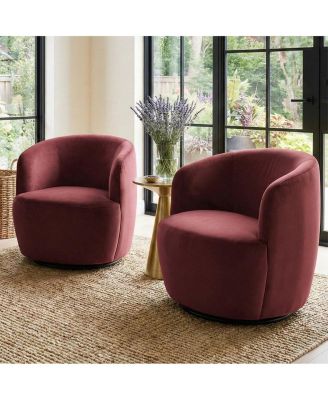 Velvet Swivel Barrel Accent Chair 27 Inch Wide Upholstered 1 Piece