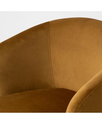 Velvet Swivel Barrel Accent Chair 27 Inch Wide Upholstered 1 Piece