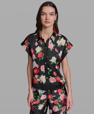 Petite Bungee Floral Collared Blouse