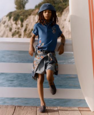 Boys' 8-20 Embroidered Mesh Short-Sleeve Polo Shirt