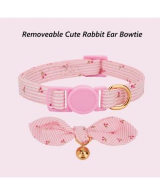 Bowtie Cat Collar With Bell Breakaway Kitten Collars Removable Bow Cotton Stylish