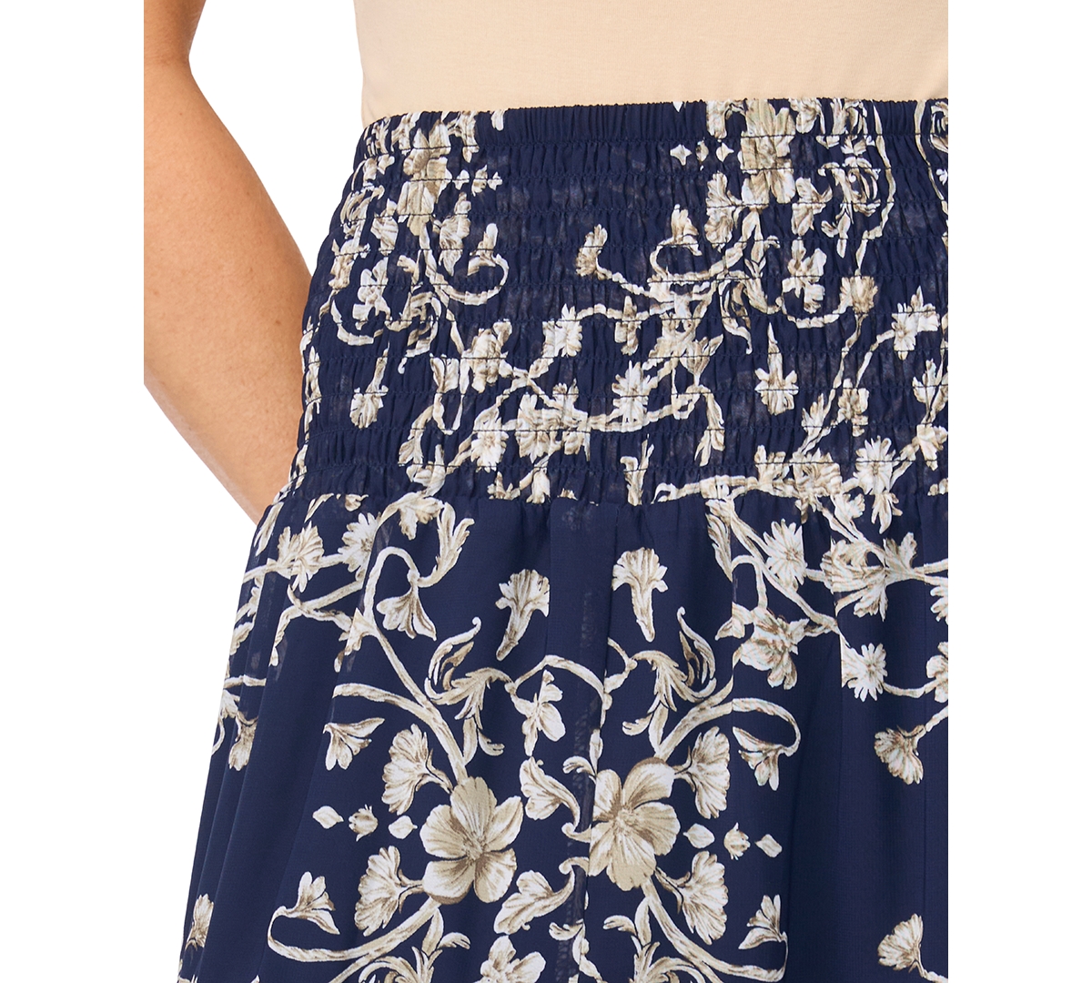 CeCe Women's Tiered Smock Waist Maxi Skirt