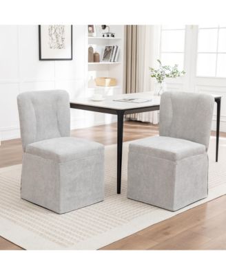 Linen Dining Chairs Set of 2, Modern Fabric Side Chairs with Padded Seat and Backrest, Armless Upholstered Chairs for Kitchen, Living Room