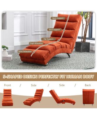 Luxury Upholstered Chaise Lounge Chair with Gentle Vibration Function, Linen Leisure Recliner for Living Room