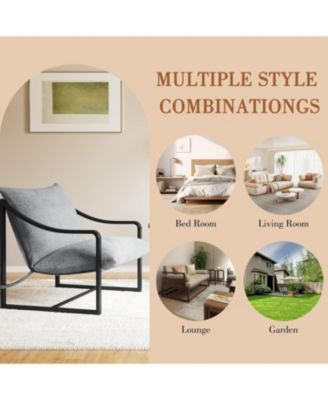 Set of 2 Sling Accent Chairs, Removable Cushion, Lounge Chairs for Living Room, Bedroom, Patio, Easy Assembly