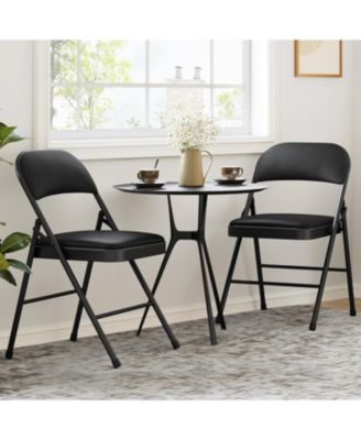 6-Pack Folding Chairs with Padded Cushion and Back, PU Leather, Stackable, Portable for Dining, Office, Indoor/Outdoor