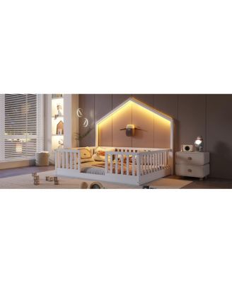 Wooden Montessori Floor Bed with Light