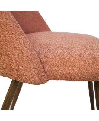 Set of 4 Upholstered Dining Chairs, Modern Fabric, Walnut Metal Legs