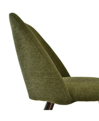 Set of 4 Upholstered Dining Chairs, Modern Fabric, Walnut Metal Legs