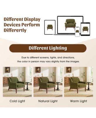 Mid-Century Modern Accent Chair - Upholstered Comfort Lounge Armchair with Sturdy Solid Wood Legs, Ideal for Living Room Decor