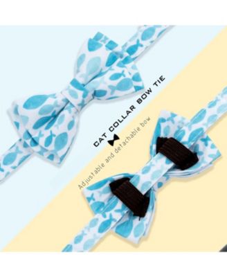 2 Pack Cat Collar Set with Bow Tie Bandana Breakaway Safety Bell Adjustable
