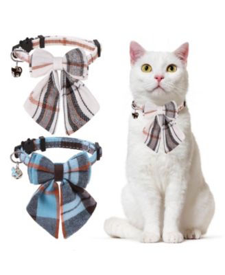Breakaway Cat Collars with Bells Pure Cotton Adjustable Cute Bowtie Kitten Collars