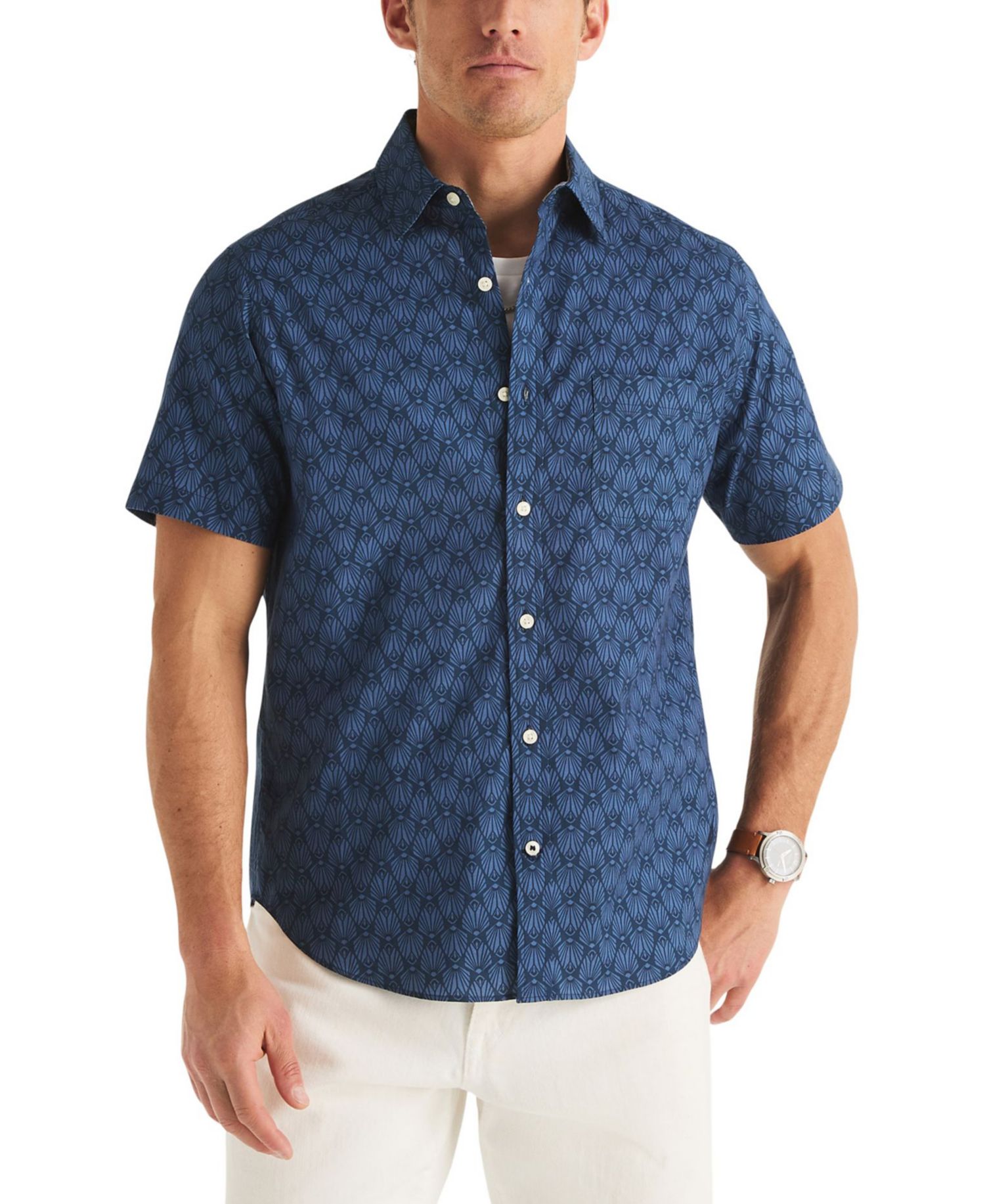 Men's Short-Sleeve Shell Print Shirt