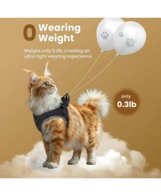 Escape Proof Cat Harness and Leash Set Adjustable Lightweight Soft Vest with Reflective Strip for Walking