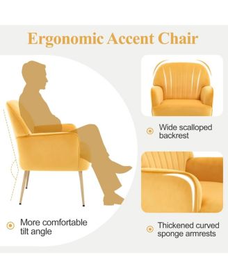 Velvet Accent Chair with Metal Legs