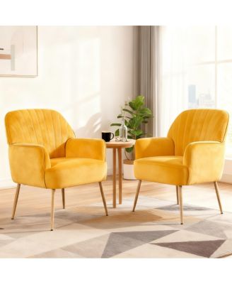 Velvet Accent Chair with Metal Legs