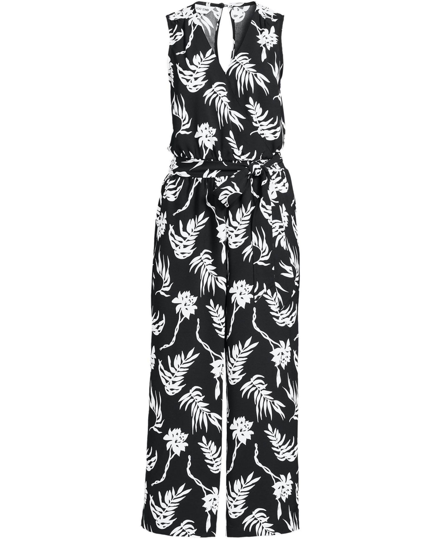 Women's Sleeveless Creaseless Wrap Jumpsuit with Smocked Waist