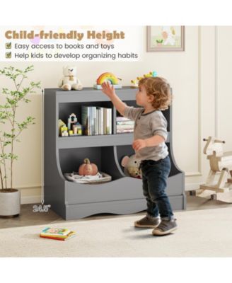 Toy Storage Organizer 4-Cubby Kids Bookcase for Toys and Books