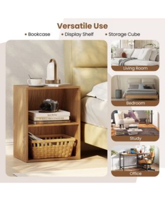 2-Cube Bookcase Floor Standing Open Bookshelf with 5-Position Adjustable Shelf